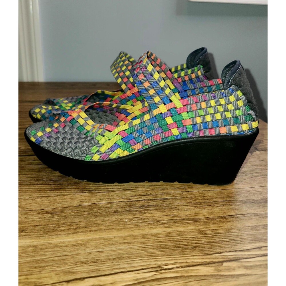 Steve Madden Brynn Peep-toe Wedge Mary Jane Sandal multi-color Women's Sz 8.5